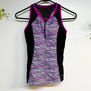 ZeroXPosur size XS swim suit top, molded cups, good condition, black and purple